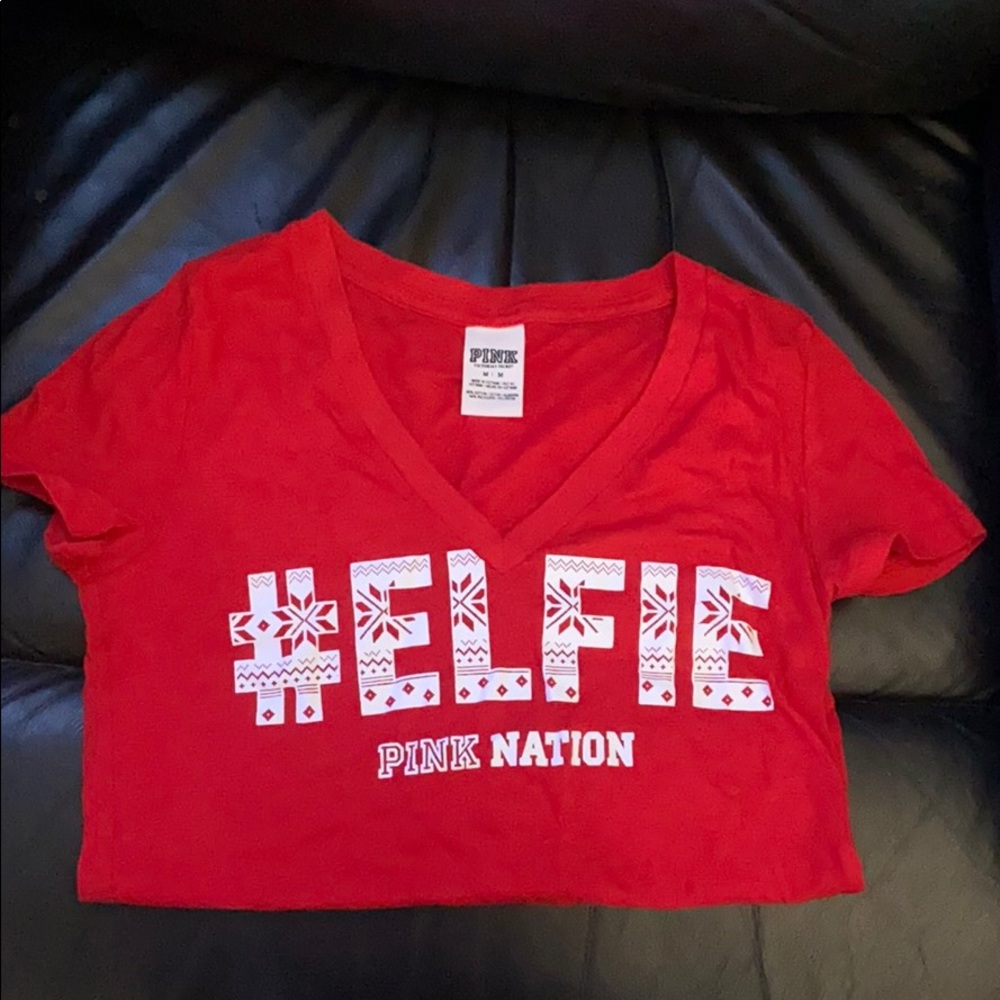 Pink #Elfie V-neck tshirt